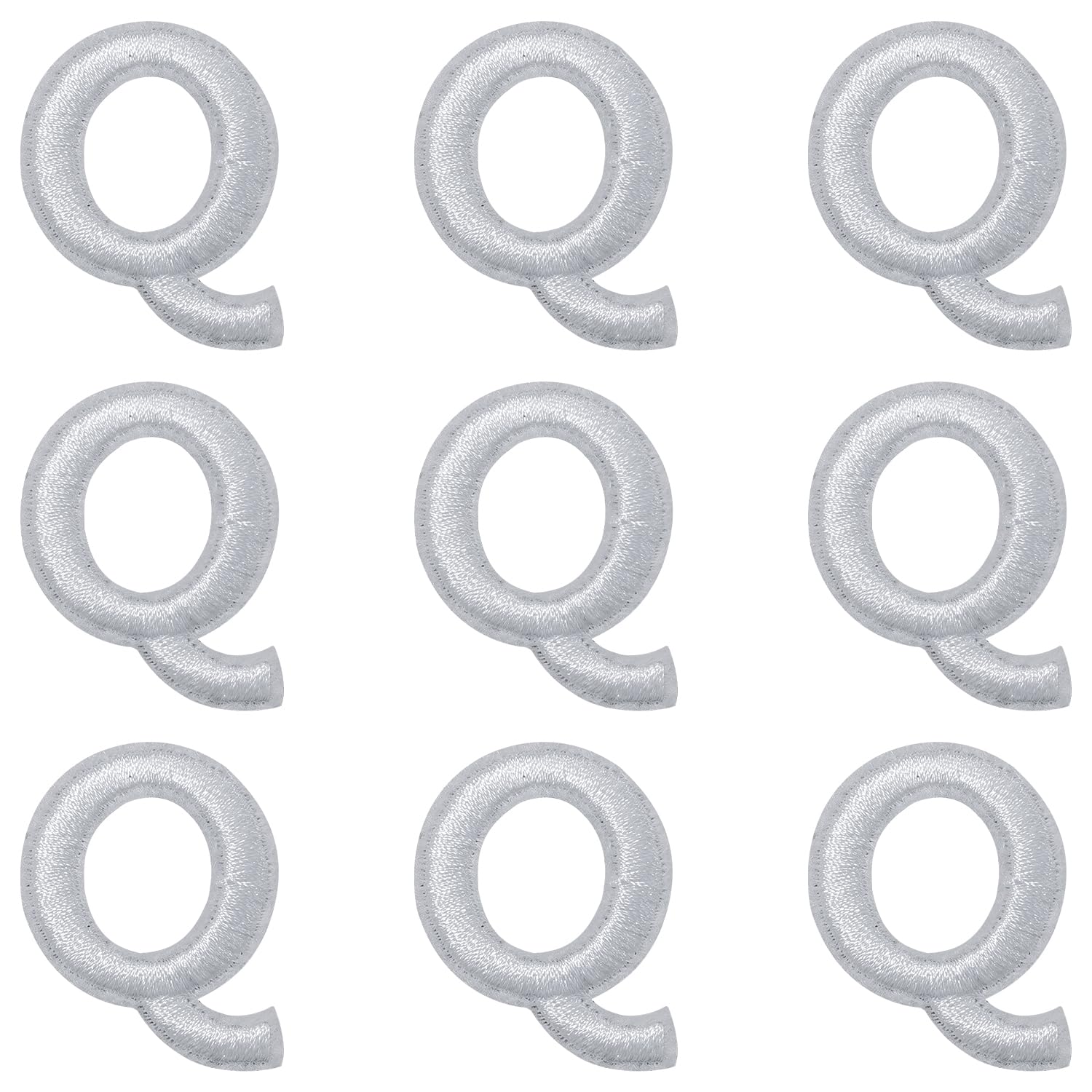 IANZE 9PCS Iron on Letter Patches, White Letter Q Patches Embroidered Letter Patch for Clothing, Jeans, Hats, T-Shirts, Backpacks, Etc. (White-Q)