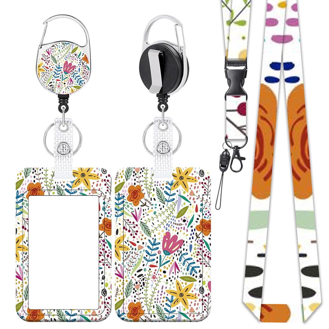 QOMJUFA Porta Tarjetas Identificativas, Lanyard con Tarjetero, ID Card Badges Holder Extensible con Cordón, para Tarjeta de Identificación, Tarjeta Bancaria, Llave, Tarjeta de Autobús