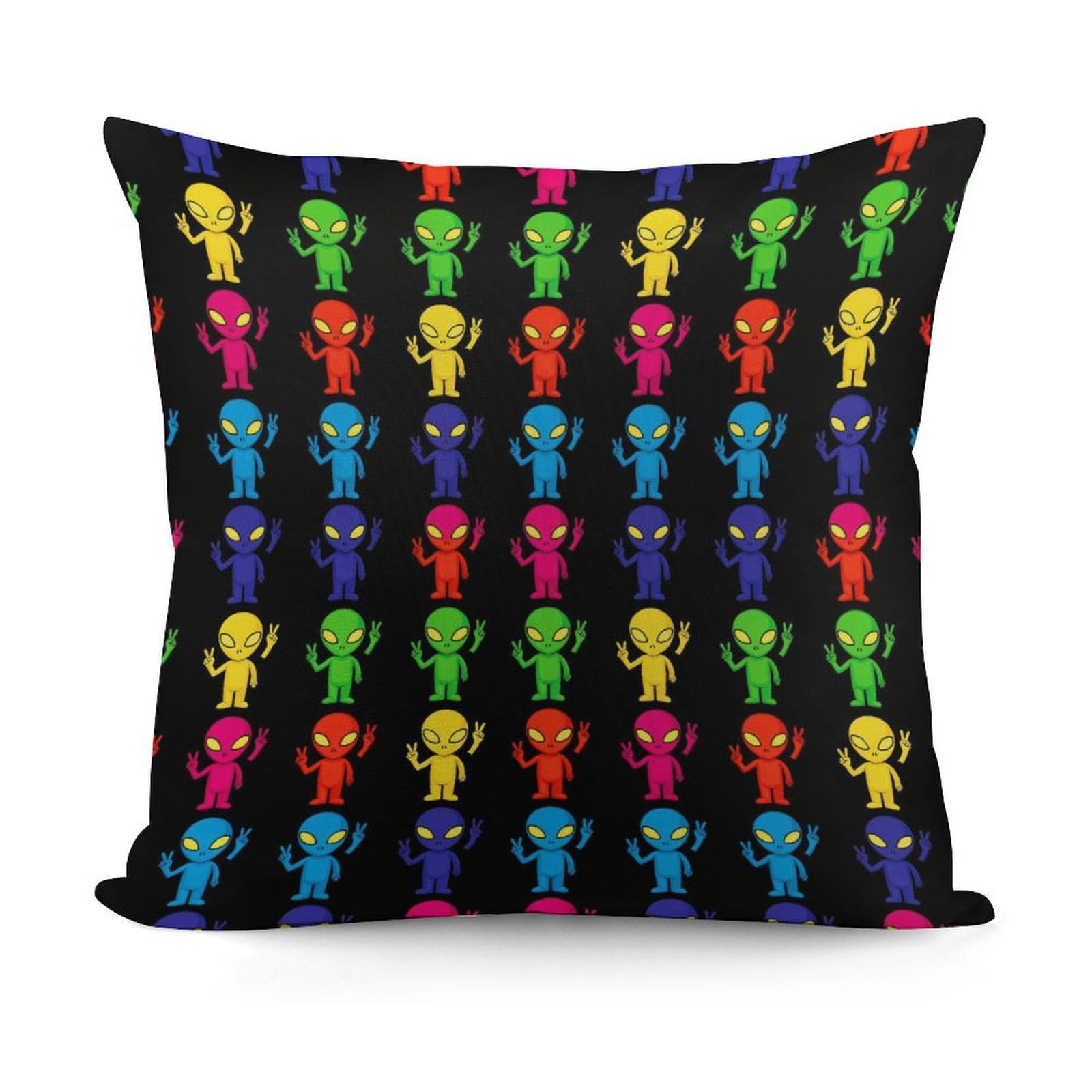 Smazdfxx Picture(262) Fashion Super Soft Funny Rainbow Aliens Pillow Case Cover With Zipper For Bedroom Sofa Couch For All Seasons
