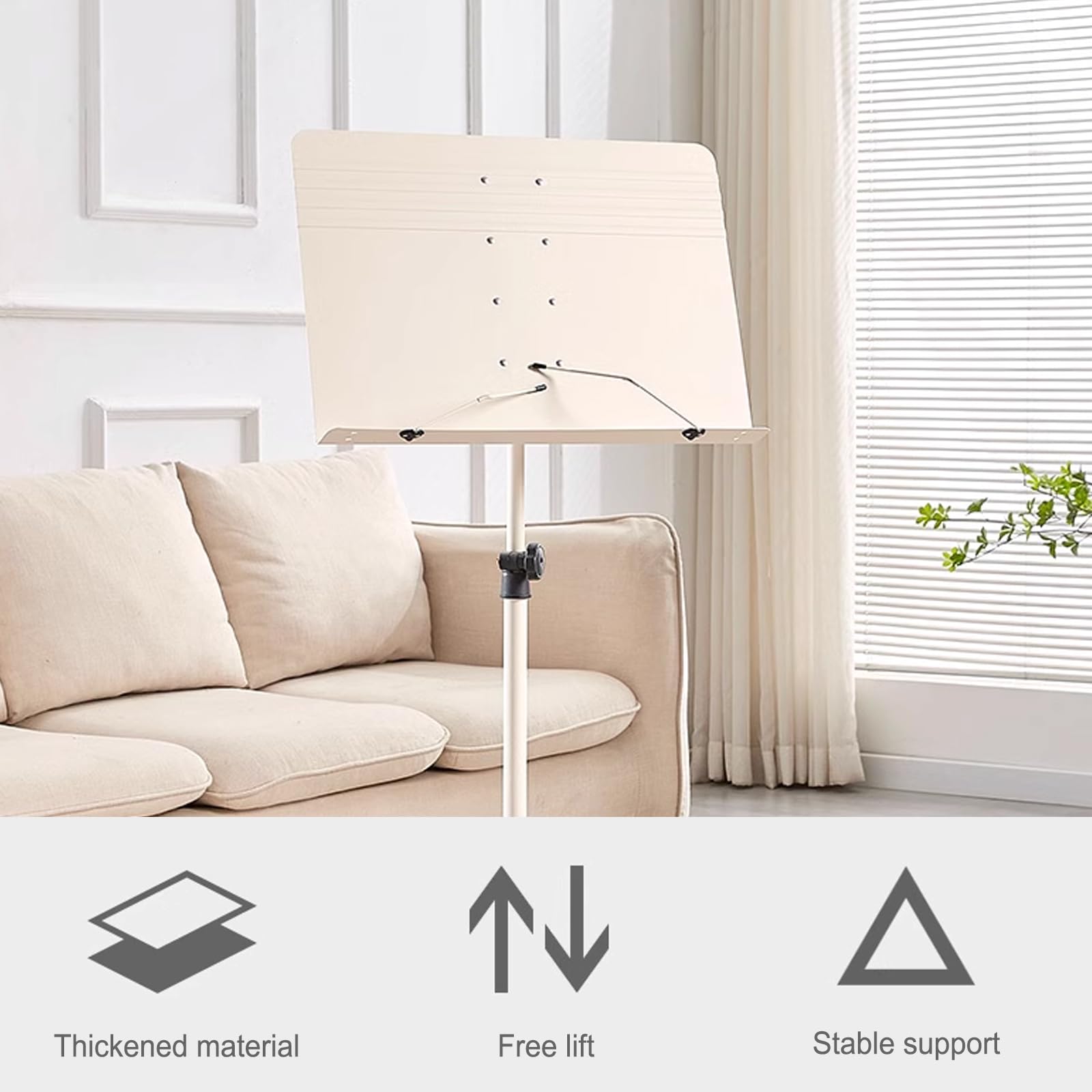 Nuevo atril portátil para partituras con 2 pinzas de resorte, altura ajustable, base estable y aerodinámica, para notas musicales de libros de computadora, para interpretación instrumental, band