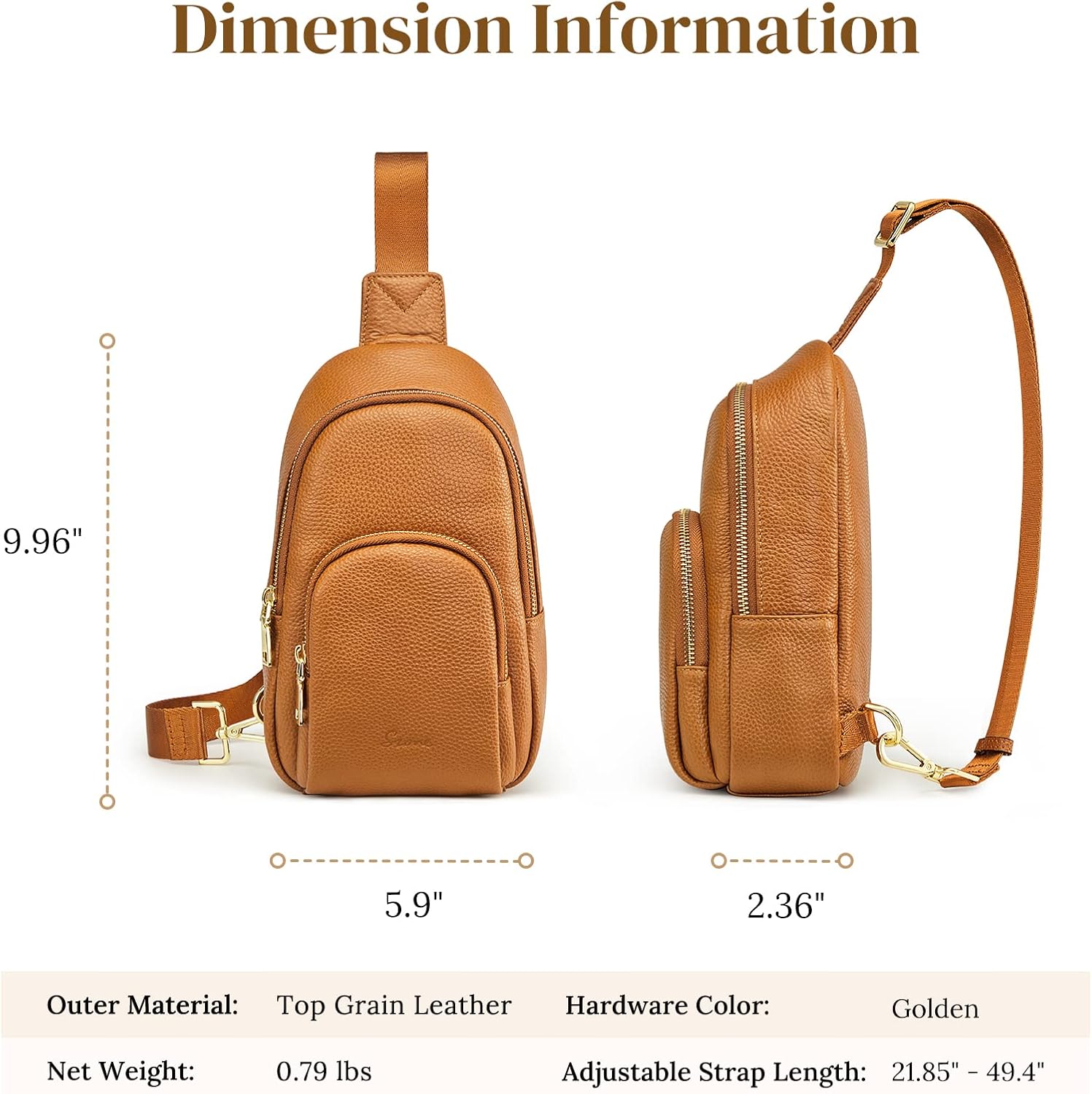 S-ZONE Leather Sling Bag for Women Men RFID Blocking Small Crossbody Sling Backpack Purses Chest Bags Travel Cycling Hiking