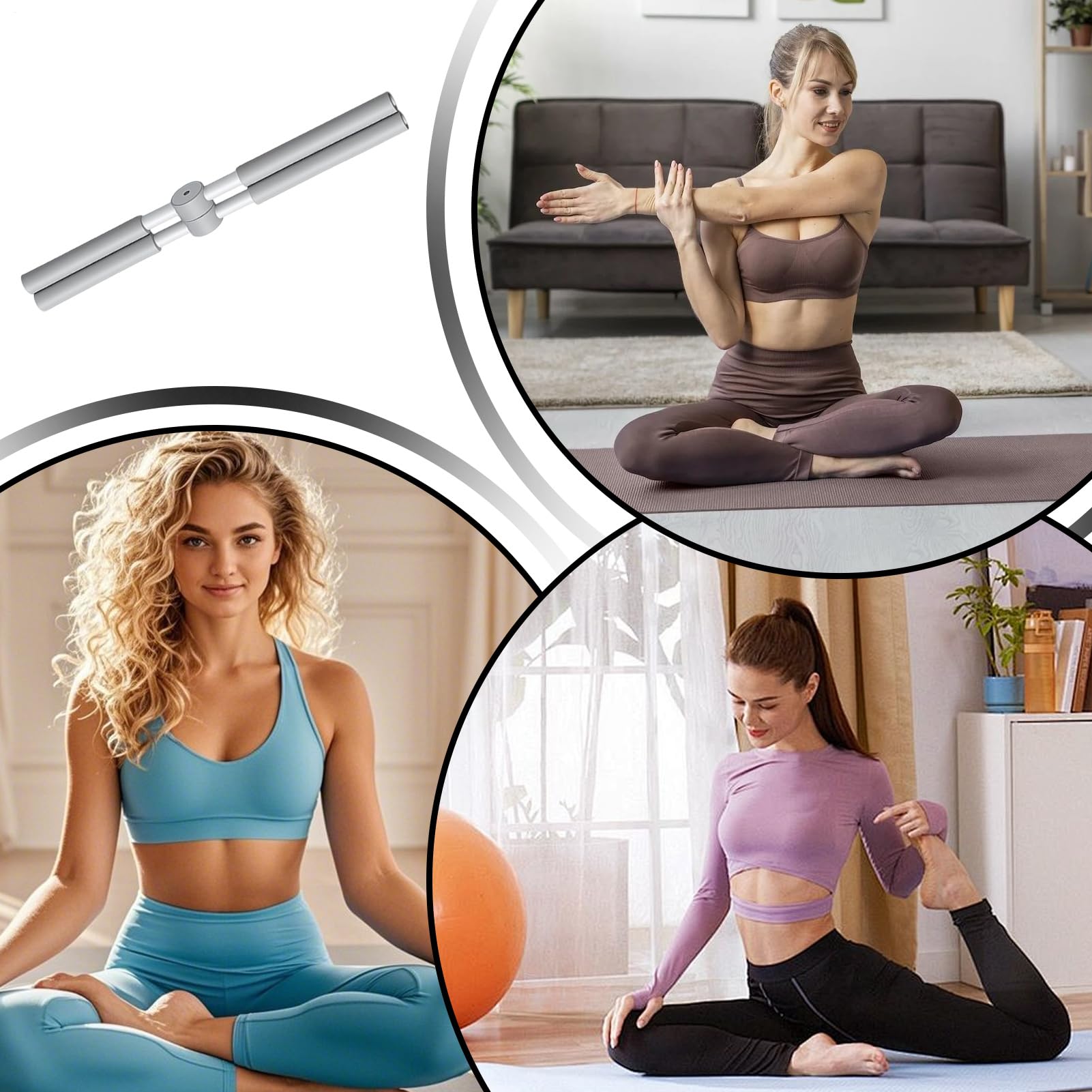 Barre de yoga correctrice de 2025 - Appareil d'entraînement pour la nuque et le dos - Avec noyau en acier inoxydable et mousse - Pour adultes et