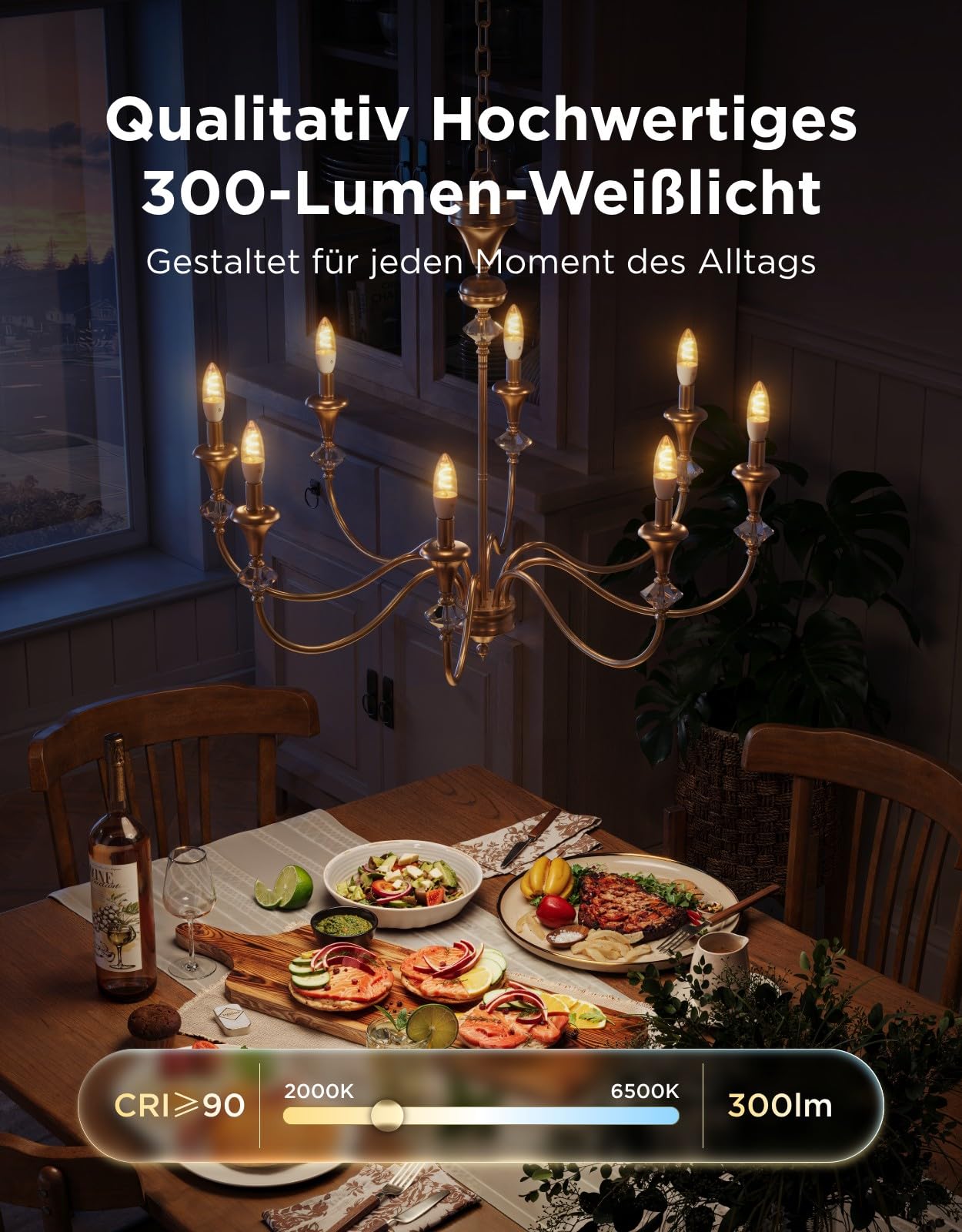 Govee Smart Edison Glühbirne E14, 300LM RGBWW Dimmbar Lampe B35, 2 Stück | Kompatibel mit Matter, Alexa, Google Assistant, COB dimmbar, 16 Millionen DIY-Farben, CRI 90, für Wohnzimmer und Kronleuchter