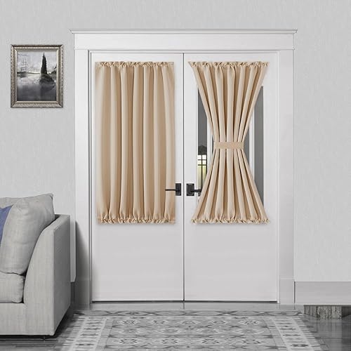 Miniatura 477 de DWCN Cortinas para puerta francesa: cortina térmica con bolsillo para barra para puertas con ventana de cristal, puertas de cocina y patio