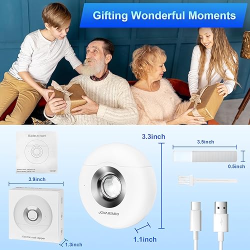 Miniatura 8 de Cortaúñas eléctrico automático con cabezales de doble hoja, luz LED, herramienta de cuidado de uñas, cortador y molinillo para uñas, seguro para