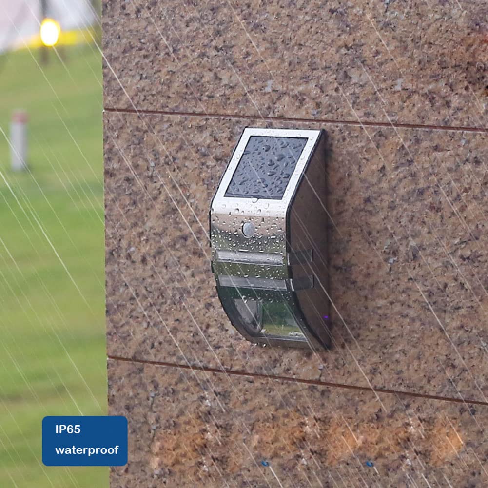 Solarlampen für Außen mit Bewegungsmelder LED Solar Wandleuchten Edelstahl Außenbeleuchtung IP65 Wasserdicht Solarleuchten Aussenleuchte Wandlampen für Garten Haustür Garage Pfad Zaun,4pc