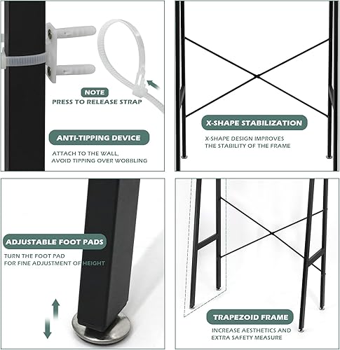 Miniatura 7 de Armario de almacenamiento sobre inodoro para baño, organizador de estante sobre inodoro, ahorro de espacio independiente con estantes ajustables,