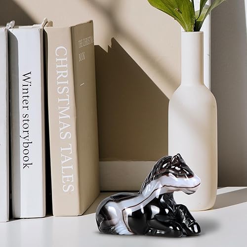 Miniatura 3 de Estatua de caballo de cristal para decoración del hogar, escultura de caballo curativo tallada a mano, pisapapeles, centro de mesa, adorno de