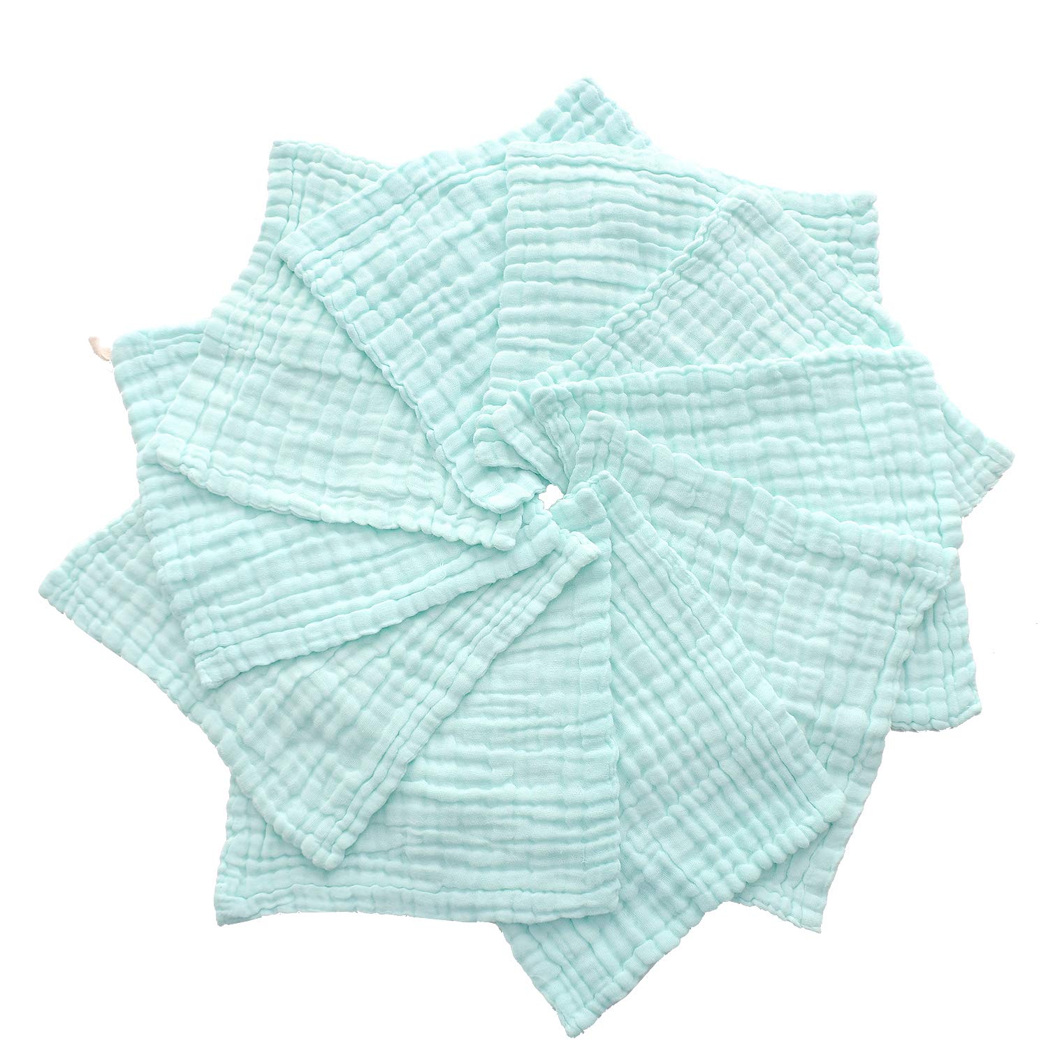 Mukin Baby-Musselin-Waschlappen – natürliche Musselin-Baumwolle Babytücher – weiches Gesichtshandtuch für Neugeborene für empfindliche Haut – Babyregister als Dusche, 10 Stück, 30,5 x 30,5 cm, Grün