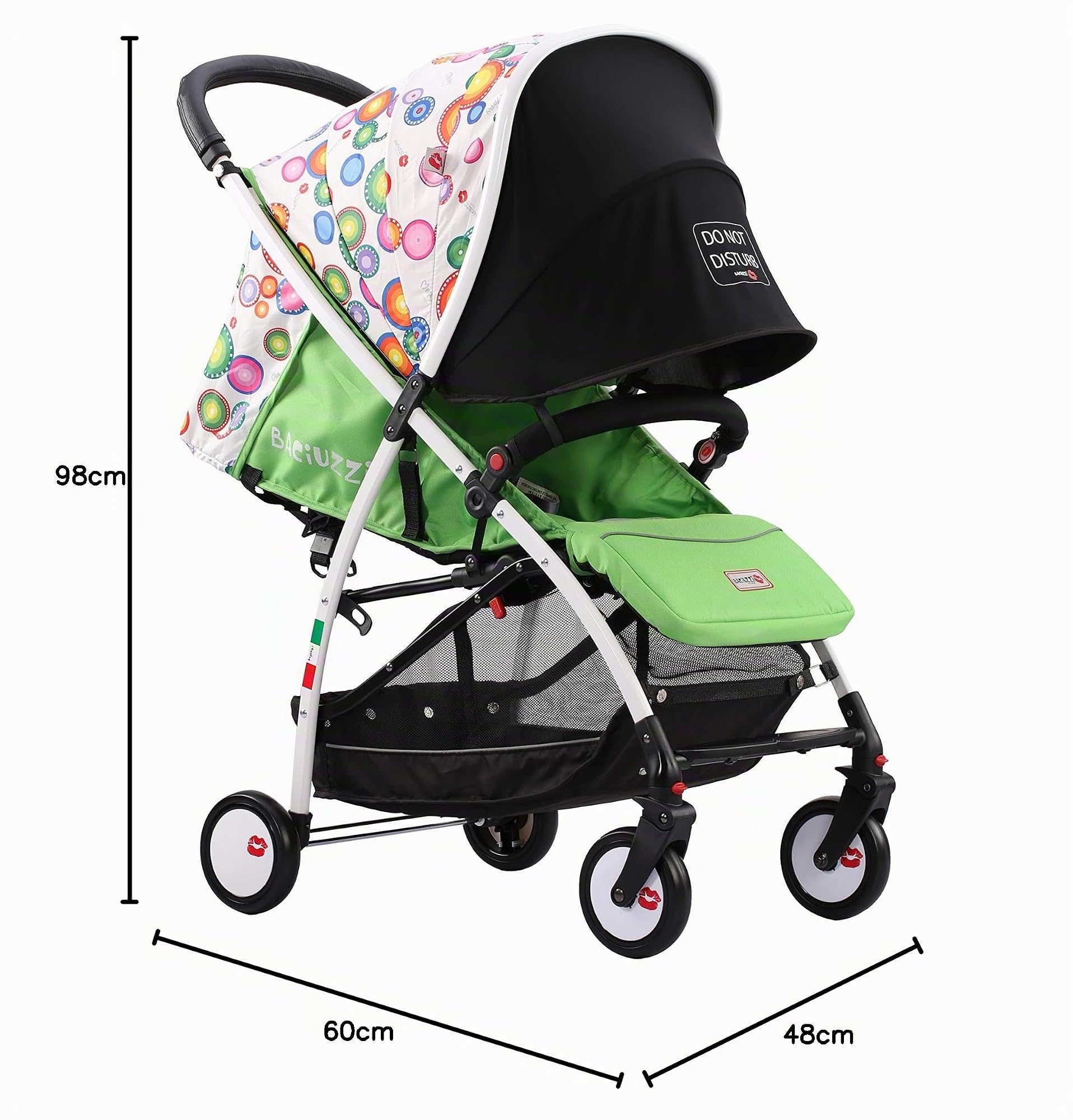 Baciuzzi, passeggino leggero, pieghevole, compatto con chiusura lampo semplice e pratica ad una mano, passeggino accessoriato, traspirante, BX Neve