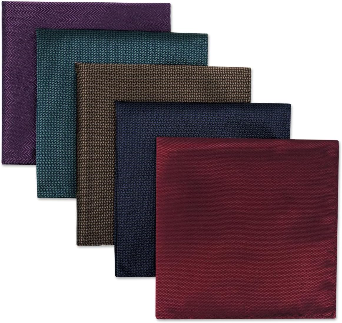 SHLAX&WING 5 Pieces Assorted Mens Silk Pocket Square Set Handkerchiefs