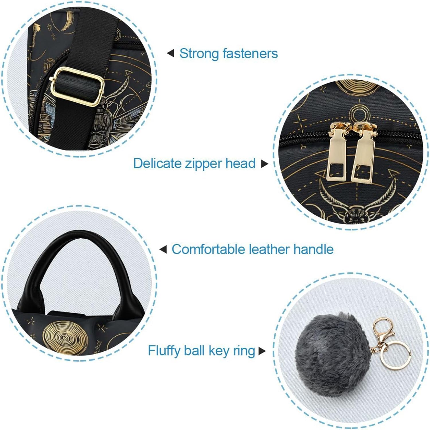 Retro Moon Phase Moth Backpack Purse for Women Lightweight Small Shoulder Bag Back Pack with Anti Theft Zippers Handbag Daypack