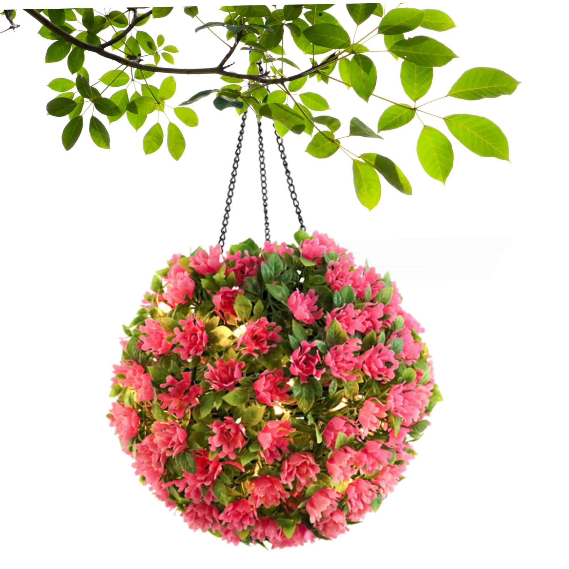 Latemeia Topiary Balls with Solar Lights Hanging Topiary Ball Artificial Boxwood Ball for Wedding Garden Decor, Style 4 8.7x16.7 inch, Decoración del hogar