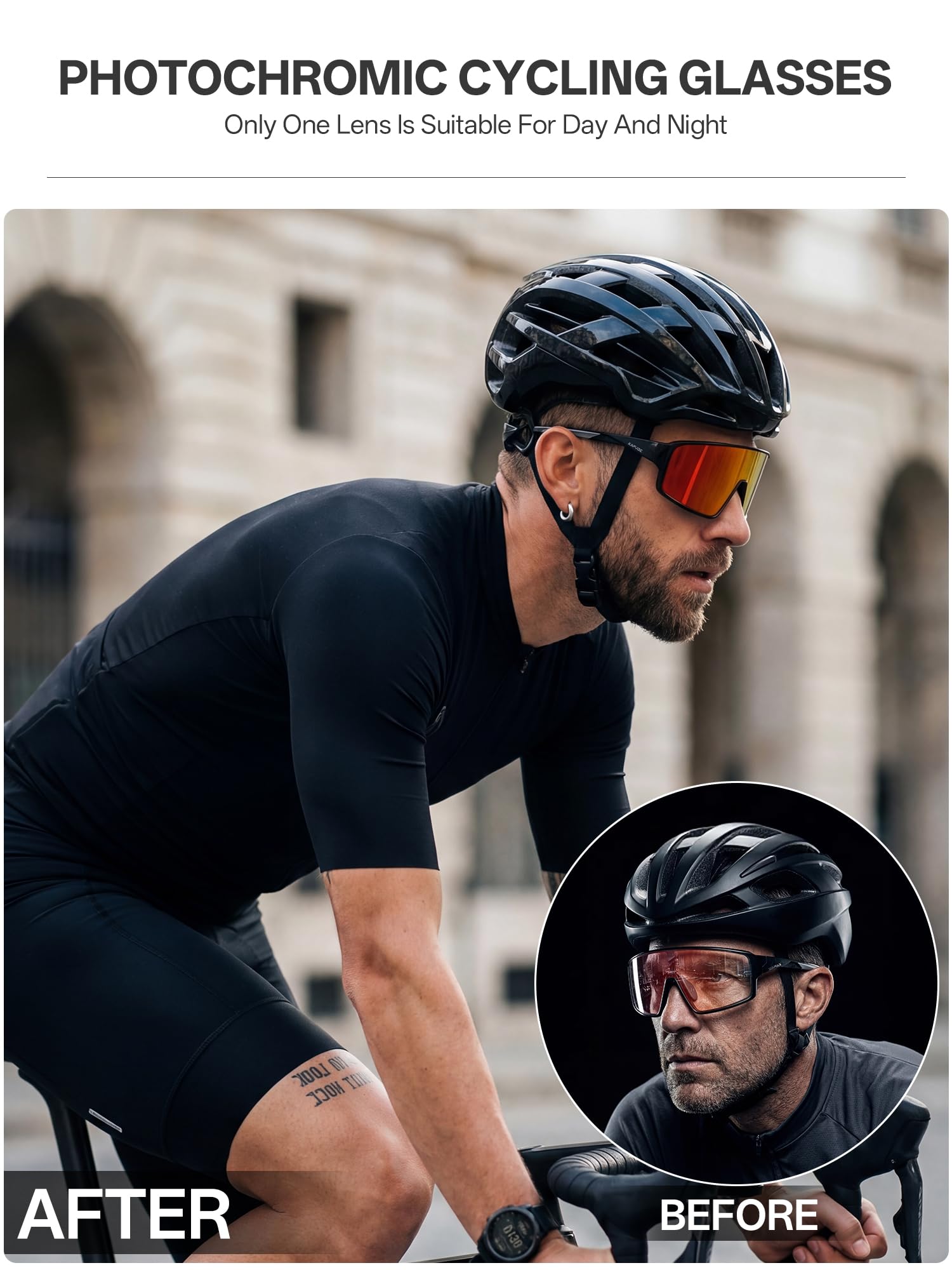 KAPVOE K473 Lunettes de Cyclisme Photochromiques et Colorées pour Hommes et Femmes, Lunettes de Soleil Sportives UV400 Baseball VTT