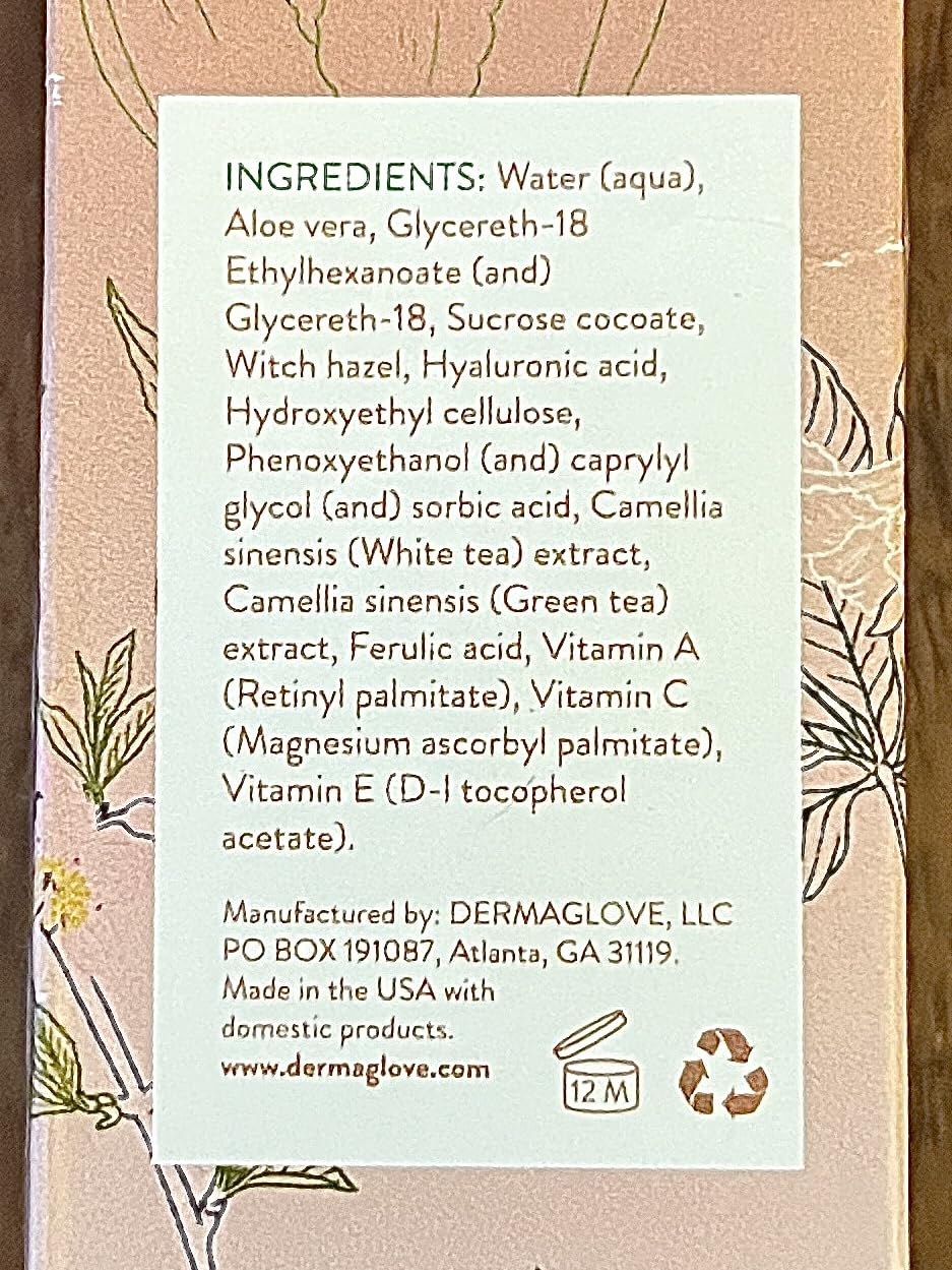 DERMAGLOVE Face Serum - Brightening Serum with Vitamins A, C, & E, Hyaluronic Acid & Witch Hazel - 1 Fl Oz (Pack of 1)