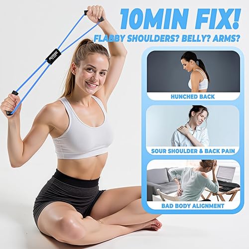 Miniatura 2 de Figura 8 bandas de resistencia para mujeres y hombres, bandas de ejercicio con asas, 8 bandas de resistencia en forma para entrenamiento de espalda,