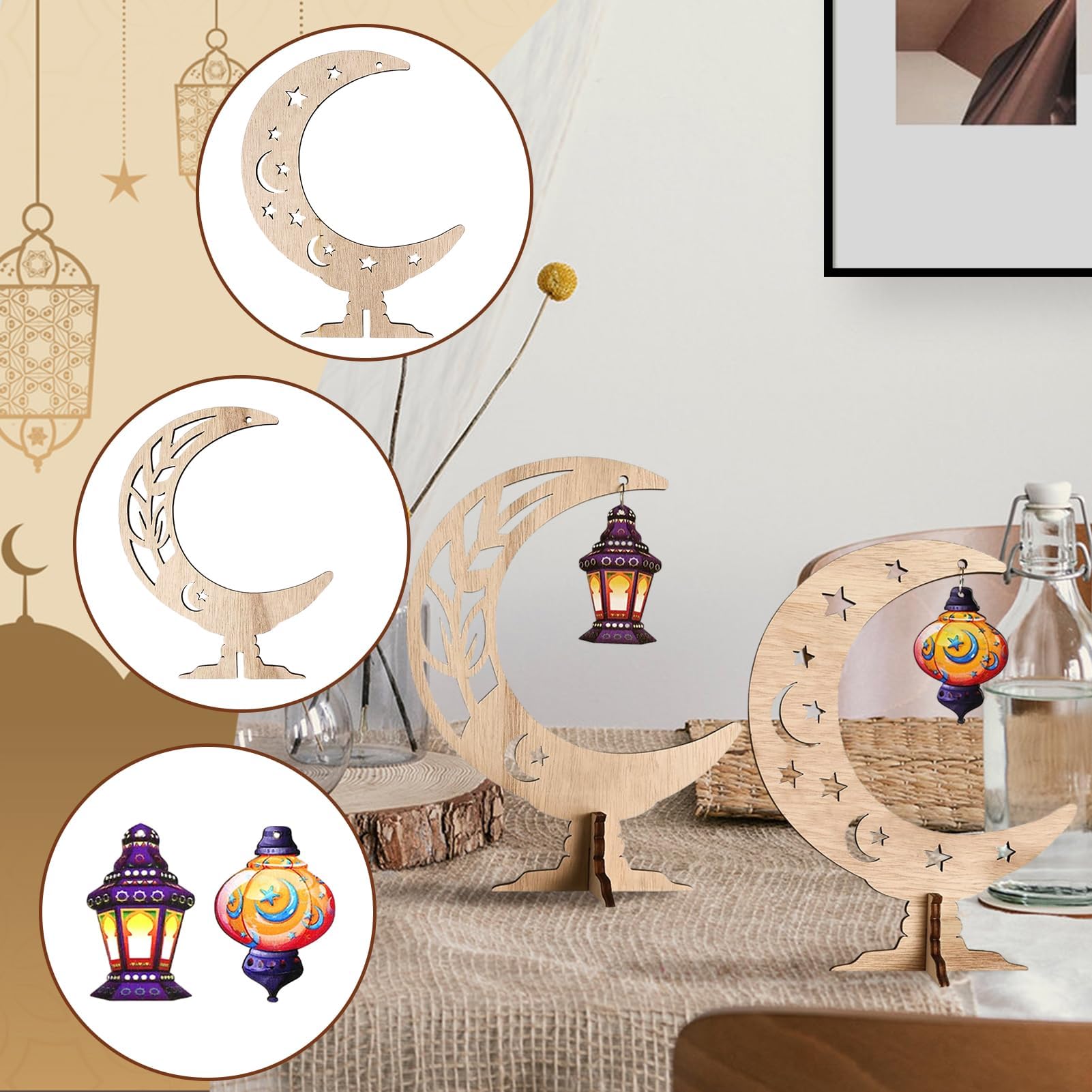 Segno lunare del Ramadan Mubarak, Ramadan Kareem, Ramadan Eid Mubarak, regali islamici, segni islamici in legno - Italia