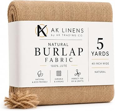 AK TRADING CO. 40" Wide x 5 Yards 15 Feet - Multipurpose Natural Burlap Fabric - for Decorations, Crafts, Home, Weddings, Table Linens, Landscaping, Plants & Tree Covering and More.