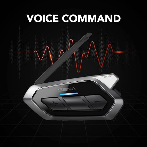 Sena 50R 3-Button Motorcycle Bluetooth Headset w/Sound by Harman Kardon Integrated Mesh Intercom System Premium Microphone & Speakers