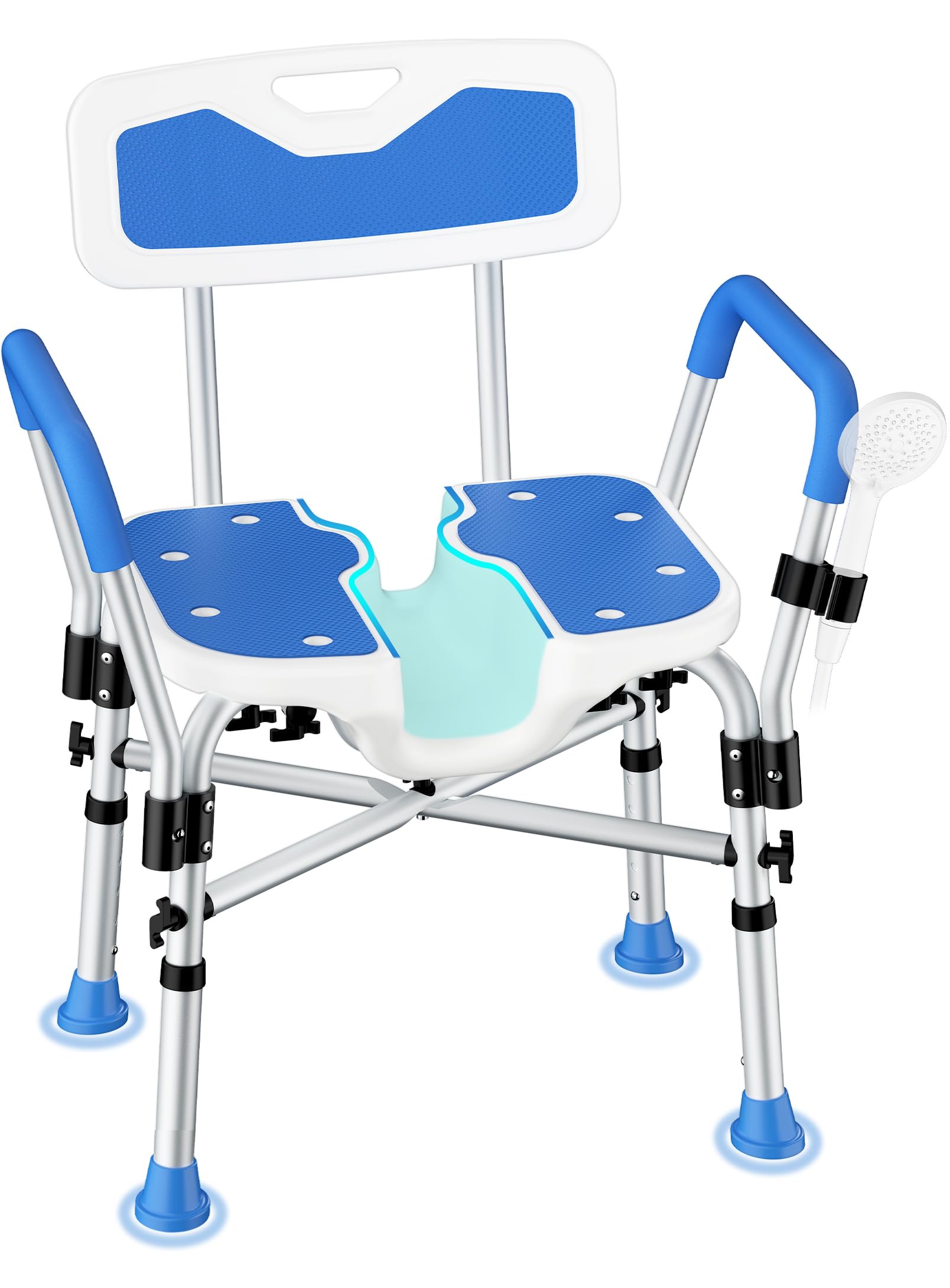 Photo 1 of Heavy Duty Shower Chair for Inside Shower FSA/HSA Eligible, 500LBS Shower Chair with Arms & Back, Padded Bath Seat with U-Shaped Cutout, Anti-Slip Adjustable Bath Stool for Seniors, Handicap, Pregnant