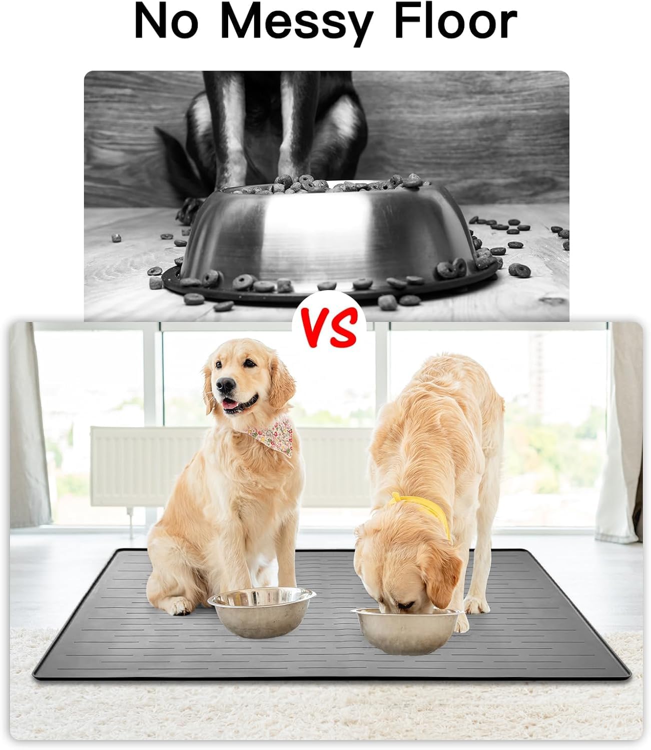 XXXL Tappetino per cibo per animali domestici, 121,9 x 81,3 cm, più grande, in silicone, per cibo e acqua, tappetino antiscivolo per animali domestici, tappetino per ciotola per cani e gatti, con
