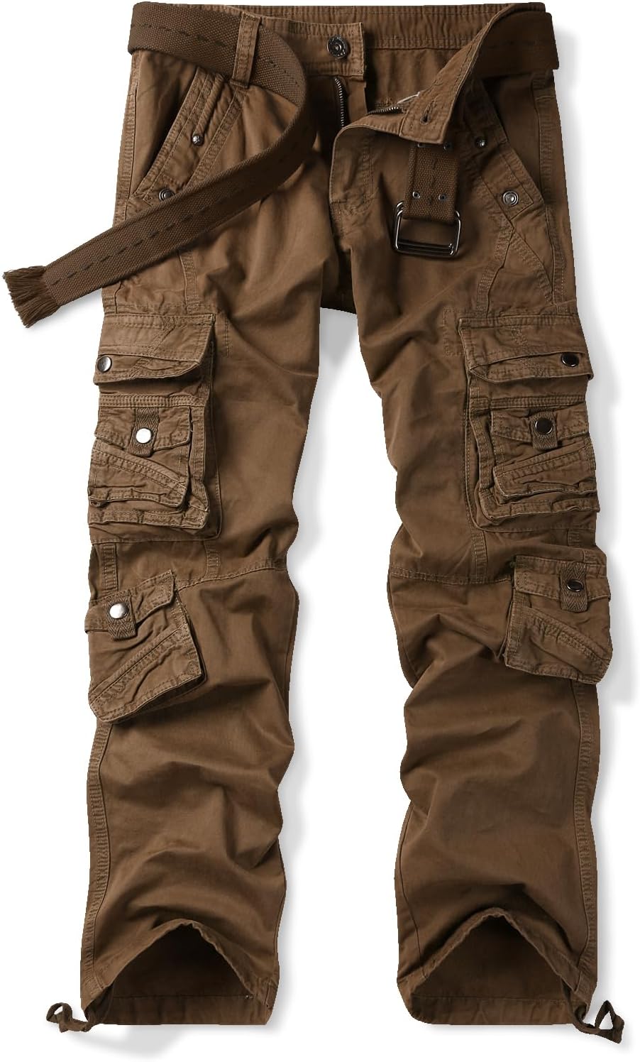 Men's Cargo Work Pants Cotton Casual Relaxed Fit Pant Hiking Travel Outdoor Pants with Multi Pockets (No Belt)