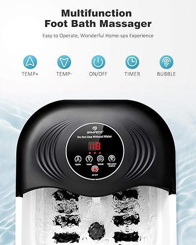 Miniatura 7 de SPA4PIEDS Masajeador de pies con chorros de burbujas, baño de pies con temperatura de calefacción personalizable, 14 rodillos y piedra pómez