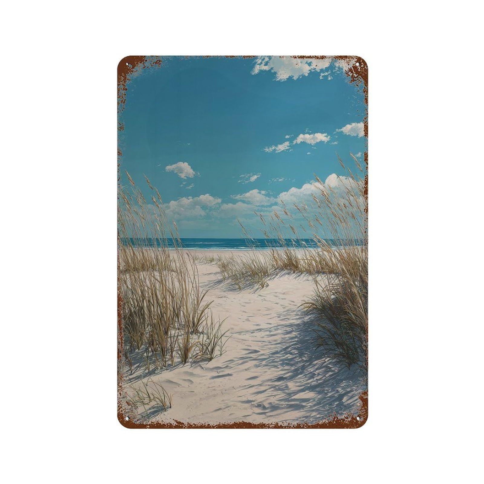 xiaoxiaoshen Beach Landscape. Realistic Coastal Wall Decor Art Metal Tin Poster Modern Home Decor Art Home Bar Shop Decorations Vintage Sign 30x20cm