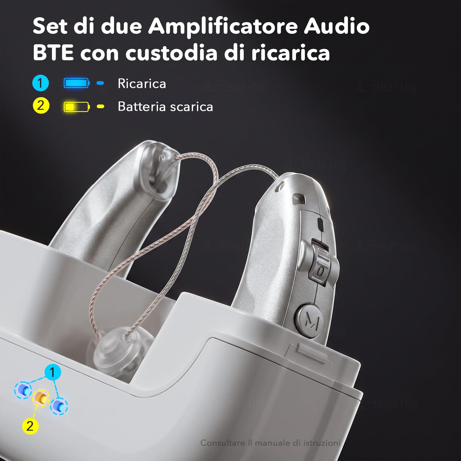 Dispositivo, Cancellazione Intelligente del Rumore, Quasi Invisibile, Display a LED Custodia di Ricarica.