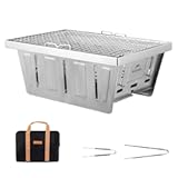 Camping Charcoal Grill for IGT Table&comma; Folding Barbecue Grill with Tongs & Carry Bag&comma; Portable BBQ Grill for Outdoor Car Camping Cooking Tailgating