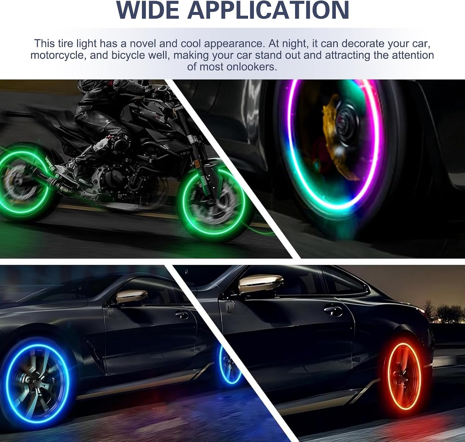 6 PCS LED Tire Valve Stem Caps, Tire Valve Stem Caps Light Up, Flash Lantern Wheel Decoration Accessories, for Car Motorcycle SUV Truck Bike Bicycle (Blue Light)