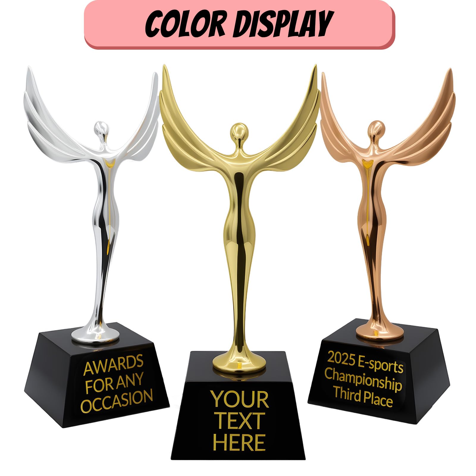 Trofeos Personalizados, Trofeo De Metal En Oro, Plata y Bronce con Grabado De Texto, Ideal para Ceremonias De Premiación, Competiciones y Logros Personales o de Equipo