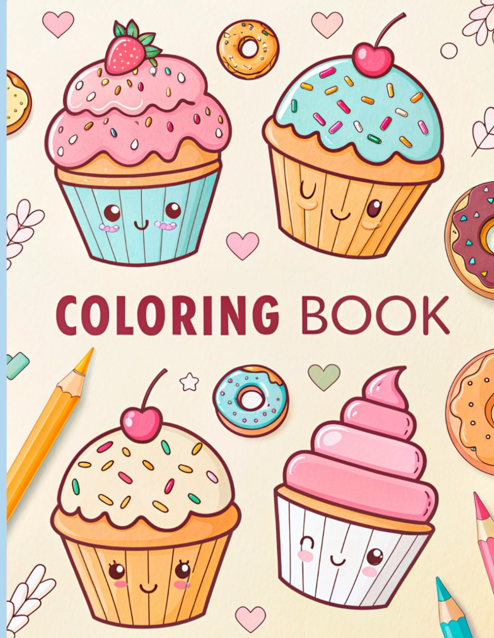Cute Food Coloring Book for Kids: Sweet Desserts, Smiling Donuts & Adorable Treats