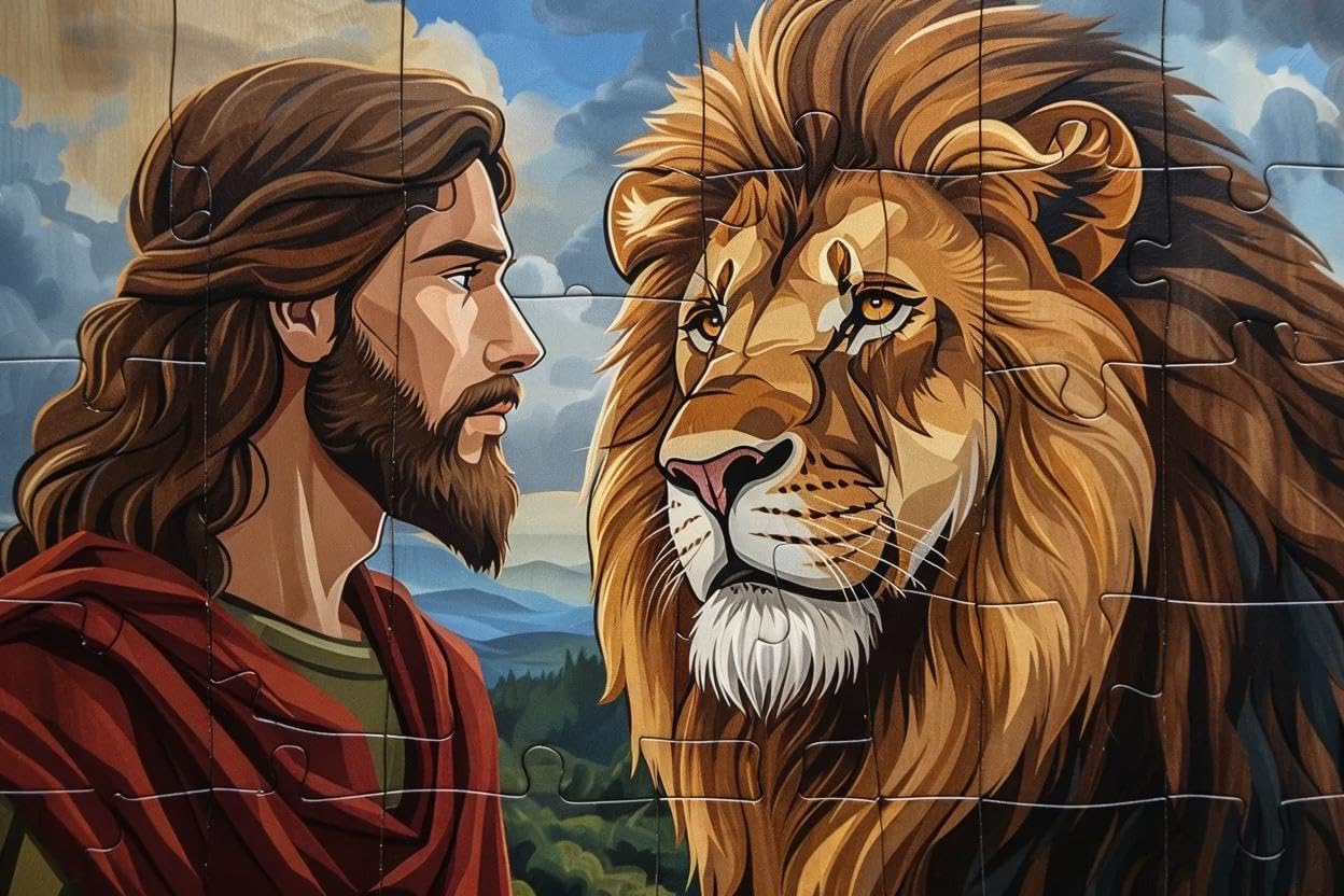 1000 Pieces Puzzles for Adults Kids Cool Anime Jesus and Lion Wood Puzzles Anime Wooden Puzzles Family Decorations Puzzle Game Education Game Parent Child Game