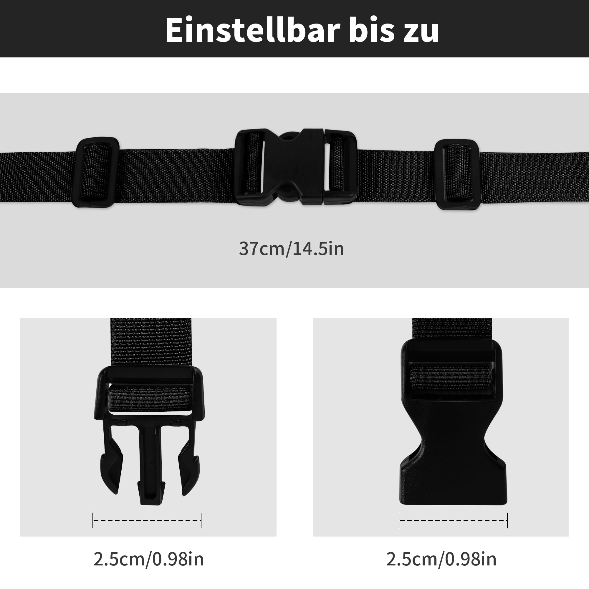 Moorle Cintura toracica regolabile, 2 cinghie per zaino in nylon con chiusura rapida, cinghia antiscivolo per borsa per la scuola, nero resistente cintura toracica per jogging, escursioni all'esterno