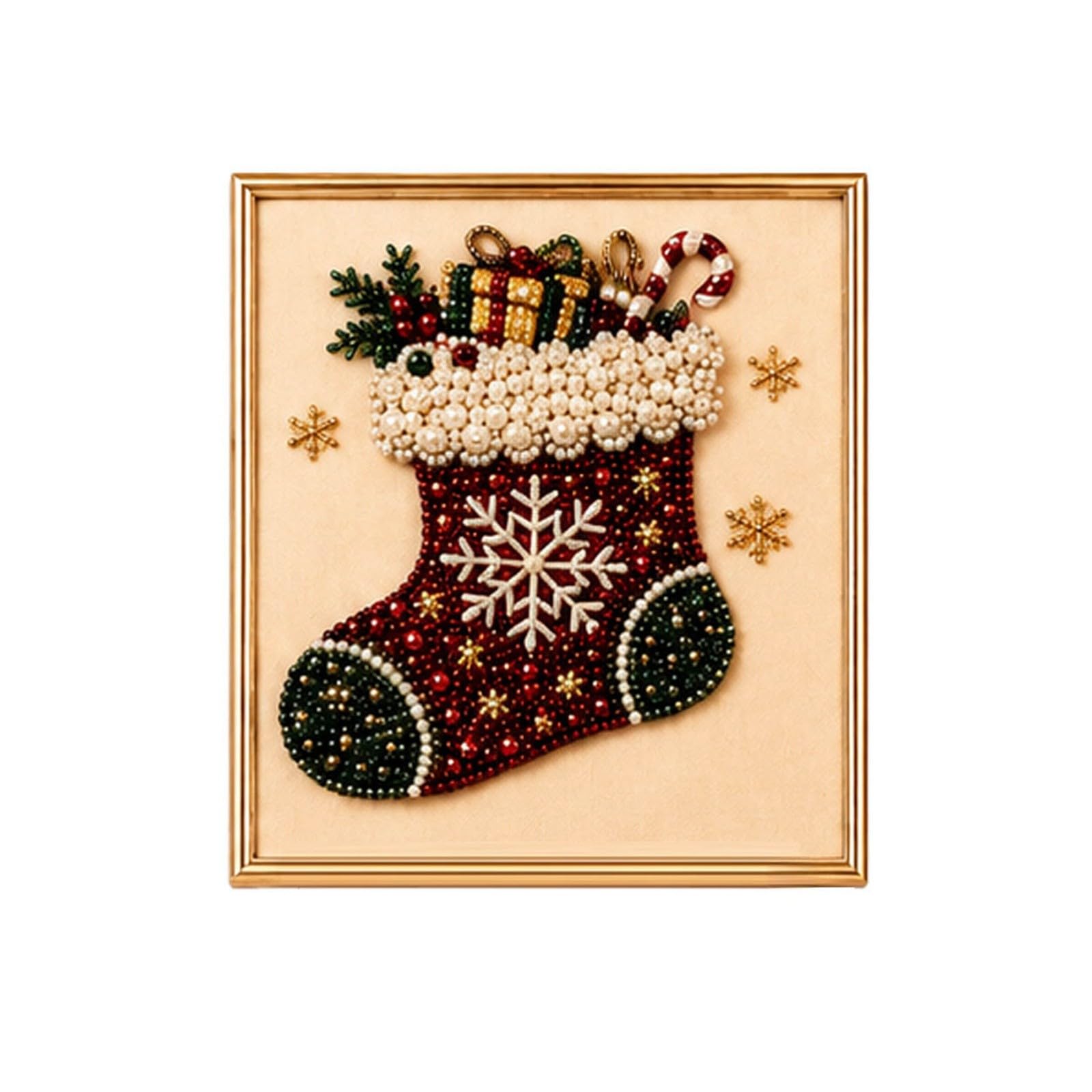 Diamond Art,Christmas Pearl Diamond Painting Art Kit with Frame, Christmas Pearl Beads Art Craft for Adults, Diamond Gemstone Dots for Home Wall Decor, Hobby Relaxing Creative