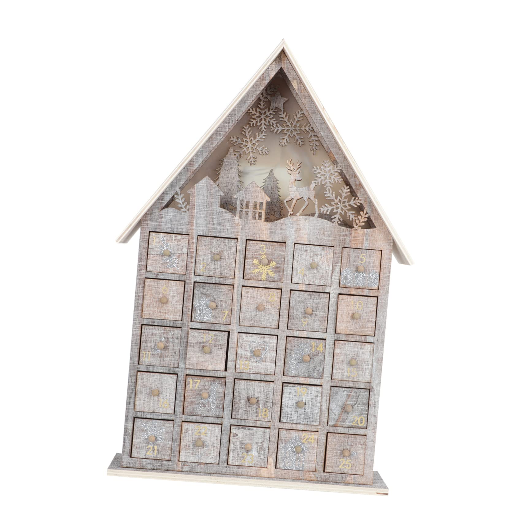 PRETYZOOM Holz Adventskalender für Junge Mädchen mit Weihnachtsgeschenkhalter aus Hochwertigem Material Weihnachtsdekoration für Schreibtisch und Wohnzimmer