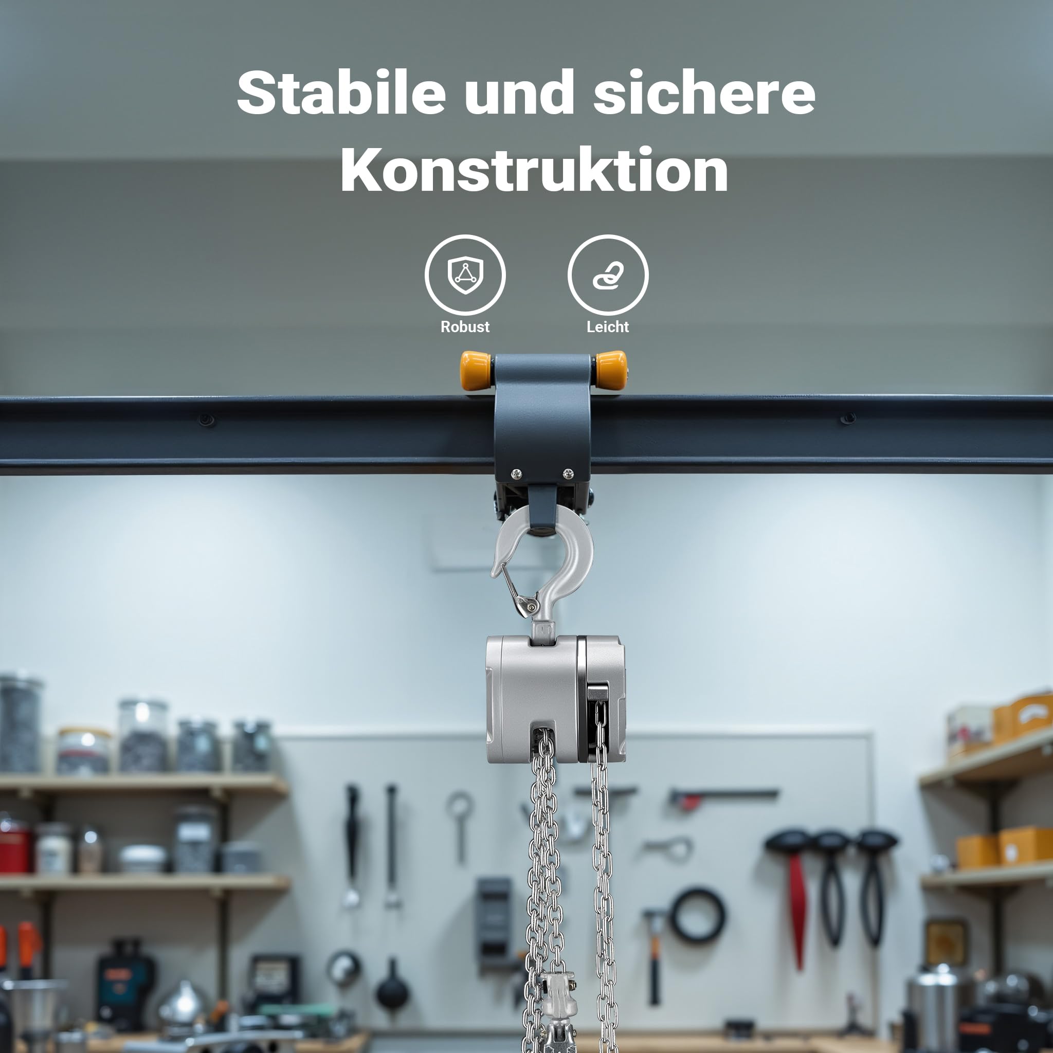 Wiltec Alu Kettenzug bis 500 kg, robuster Handkettenzug 3 m Hubhöhe, Tragmittel mit G100-Lastkette, Hebezeug manuell aus Aluminium, hochbelastbares Hebemittel