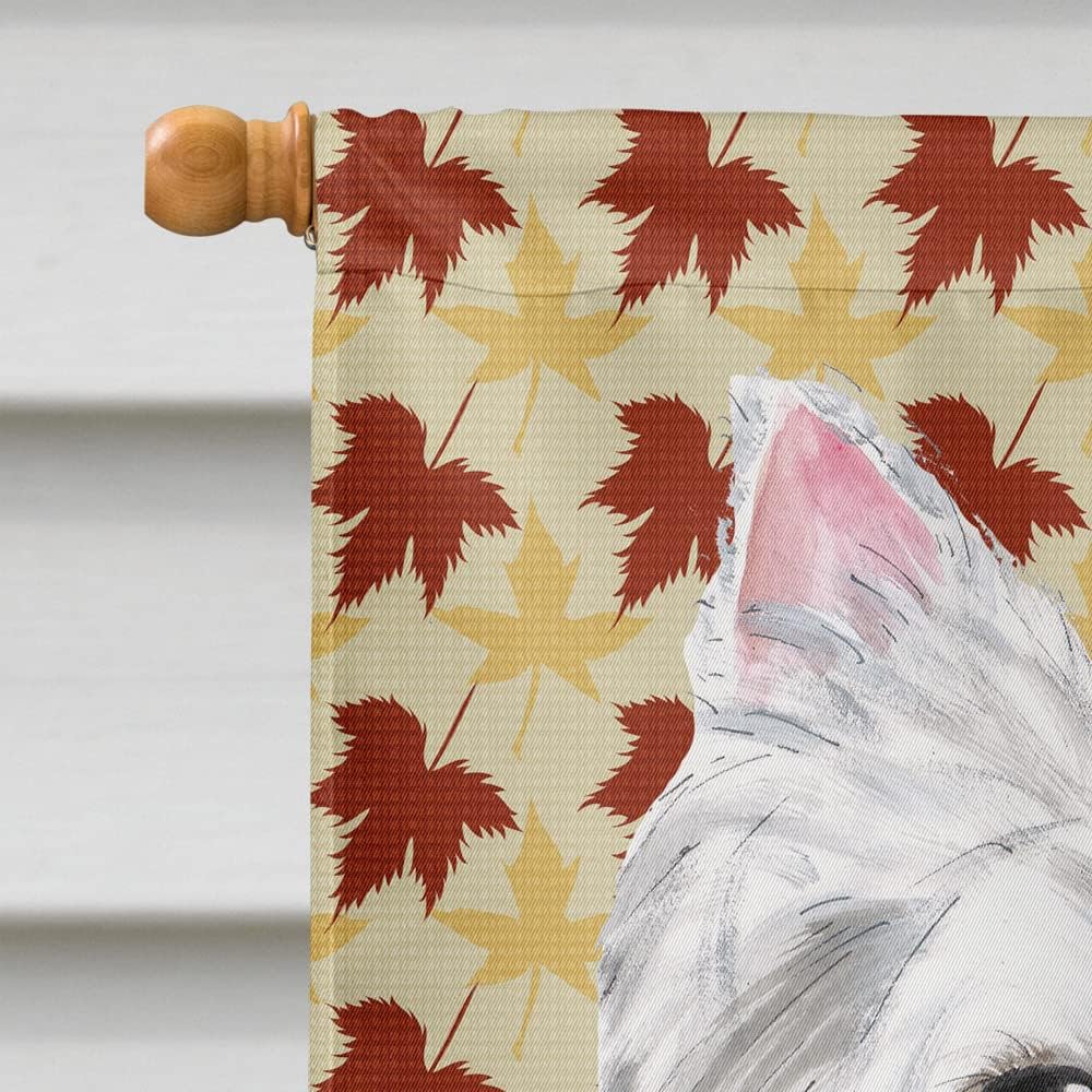 Caroline's Treasures SC9210CHF Westie Fall Leaves Portrait House Flag Large Porch Sleeve Pole Decorative Outside Yard Banner Artwork Wall Hanging, Polyester, House Size, Multicolor