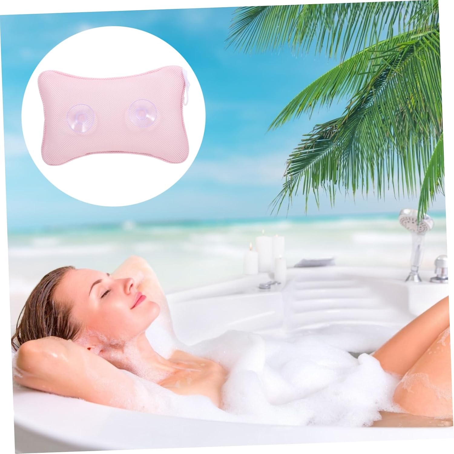 Angoily 3pcs Comfortable Bath Pillow Cups Mesh Headrest for Bathtub and Spa Quick-Drying and Bath Accessories for Neck and Support