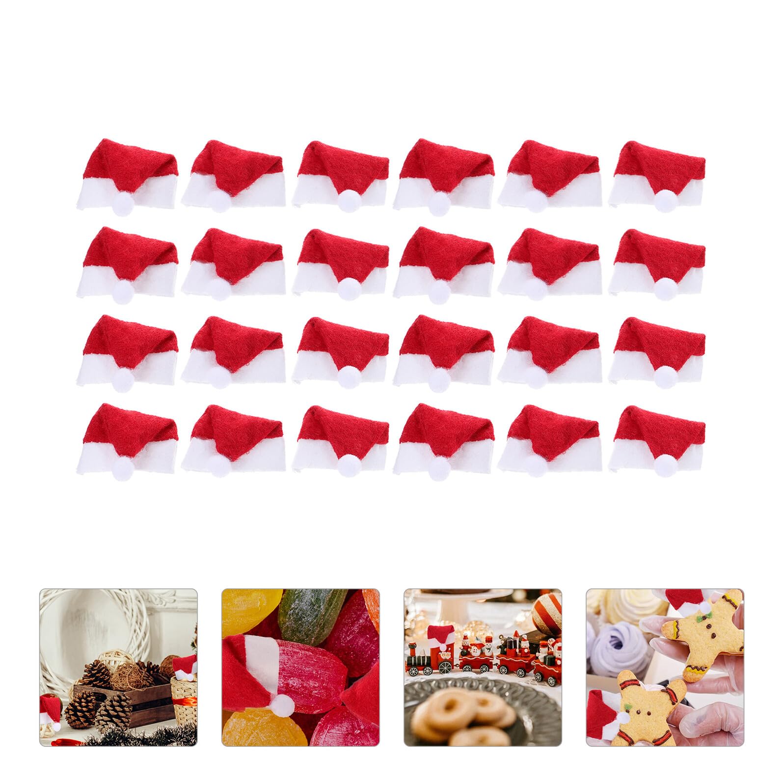 24 Mini Gorros Navideños de Rojo y Decoración para Fiestas Navideñas Accesorios Reutilizables y Lavables para y Juguetes