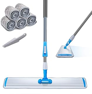 Masthome 24" Microfiber Floor Mop, Dry & Wet Mop with 5 Washable Mop Pads, Aluminum Mop Head & Adjustable Stainless Steel ...