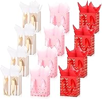 Vista 12 de Tenare 12 bolsas de regalo pequeñas, mini bolsa de papel metálica a granel con asa de papel de seda para envolver regalos, día de San Patricio