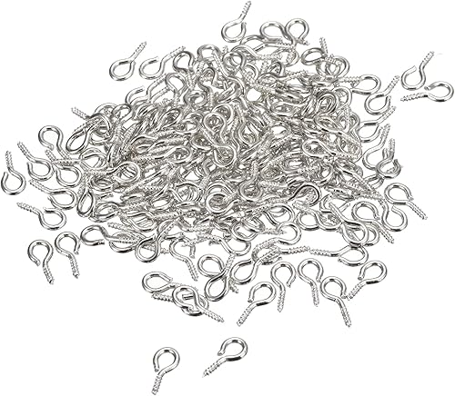 uxcell 200 ganchos pequeños de ojo de tornillo con rosca, tornillos roscados, tornillo autorroscante de 0.31 x 0.39 pulgadas para hacer joyas,