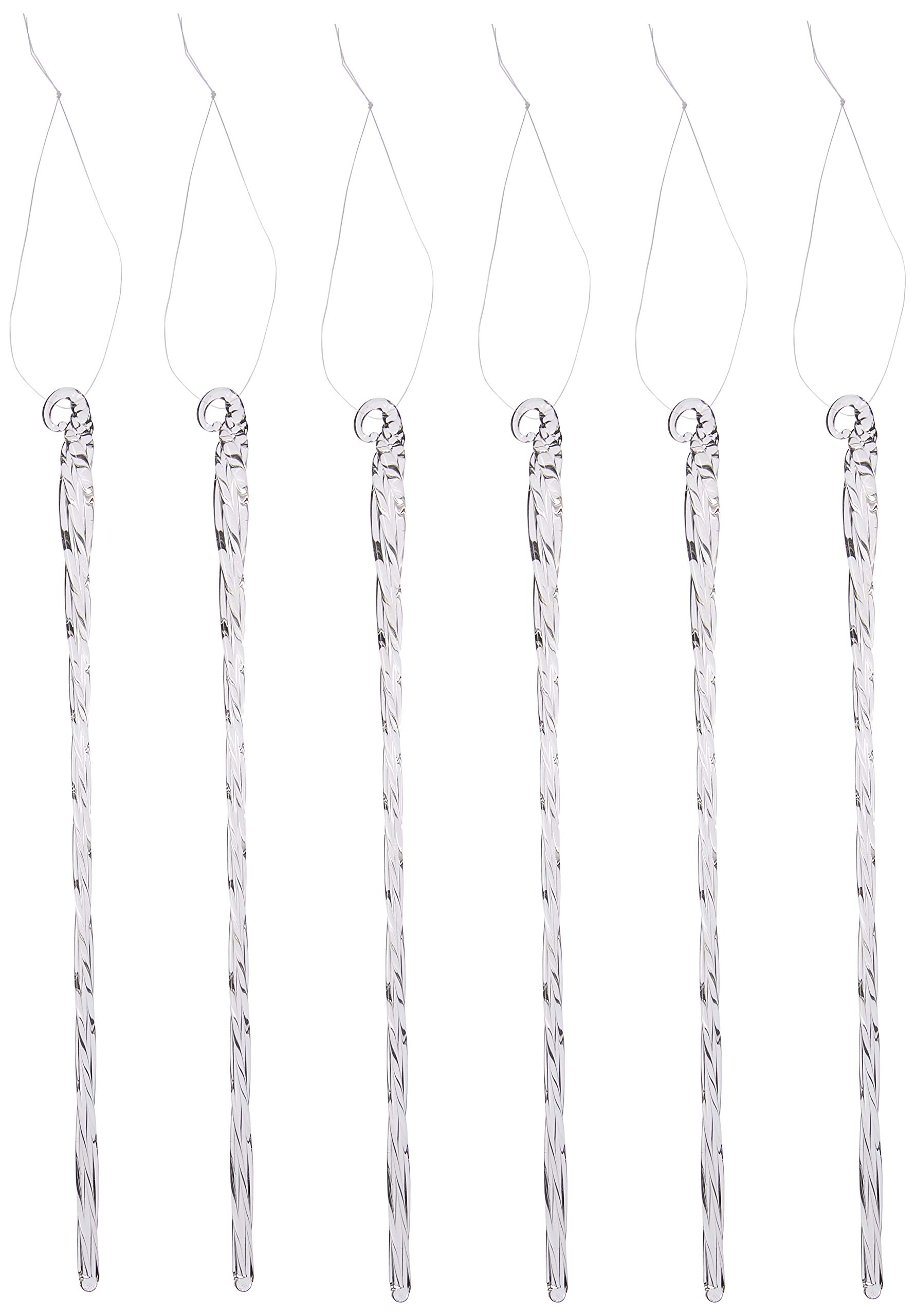 Kurt Adler 6-Piece Glass Twist Icicle Ornaments, 7.5-Inch,Christmas