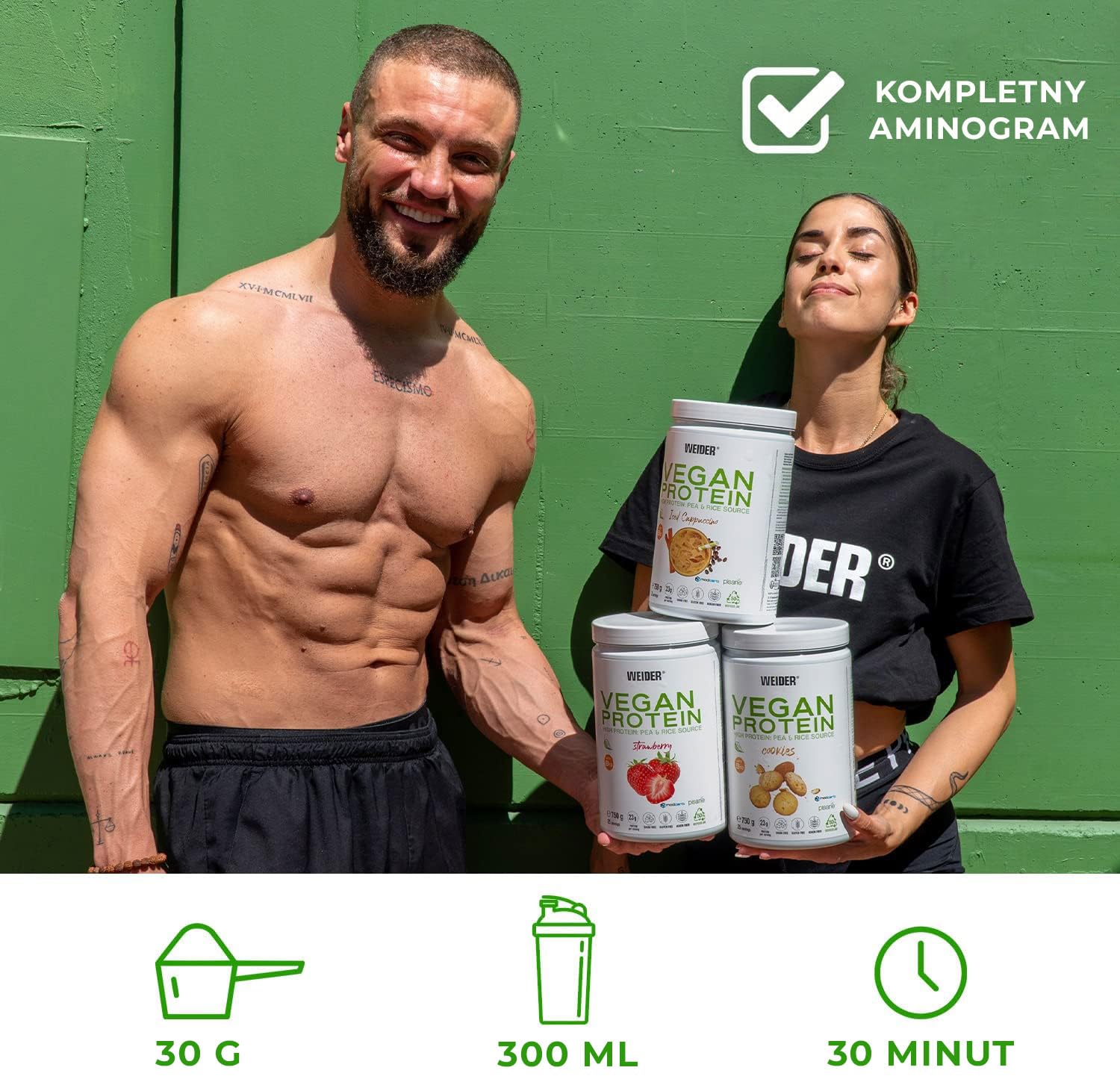 Weider Vegan Protein 750 g - Izolat Białka Grochu i Ryżu, Z Witaminą B12 i Stewią, Bez Glutenu i Cukru, W 100% Nadające się do Recyklingu, Smak Waniliowy