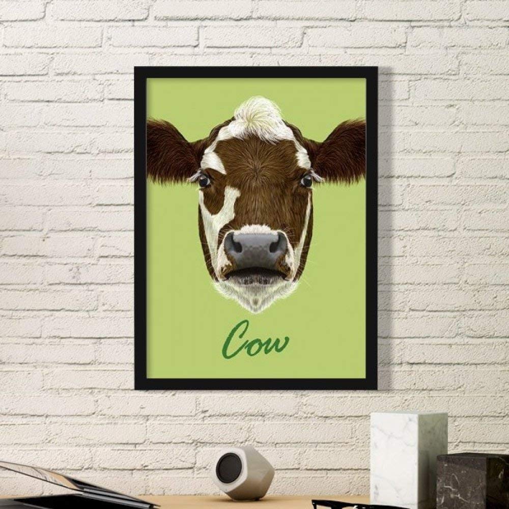 Cadre photo vache laitière marron et blanc avec sticker mural