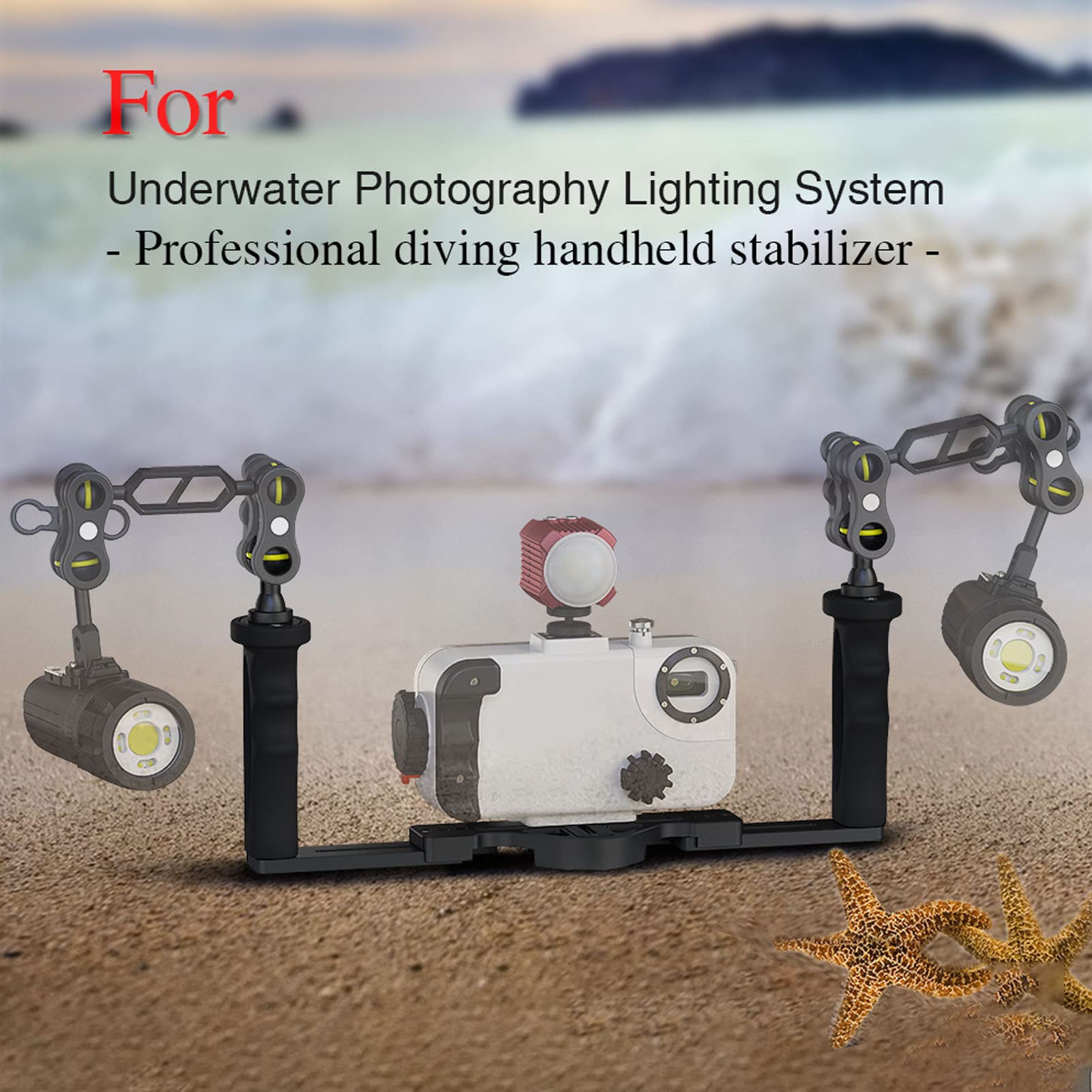 Bandeja para Cámara Subacuática TS 7 de Doble Asa, Estabilizador de Cámara de Acción de Buceo de Aluminio, Soporte de Luz Estabilizador de Cámara Impermeable para Tomas