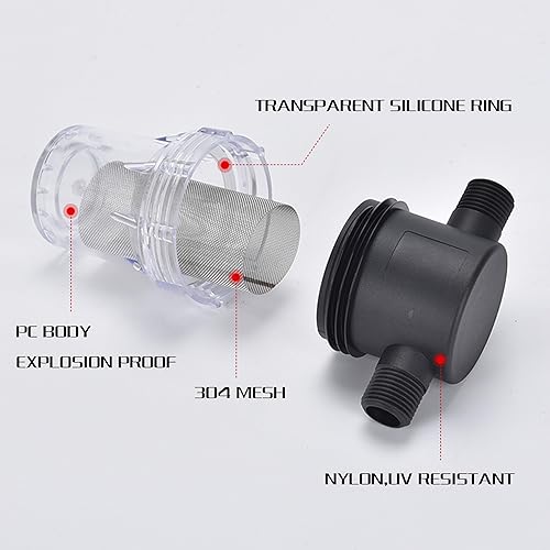 Miniatura 4 de Filtro de agua de 2 piezas, filtro de tubo giratorio, cubierta de nailon PA66, cuenco de policarbonato con pantalla de acero inoxidable 304 de malla