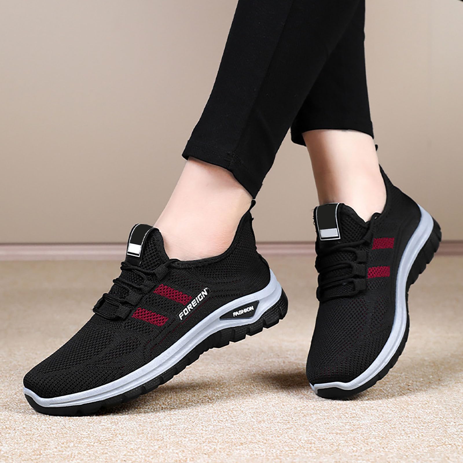 Baskets pour femme - Légères et confortables - Ergonomiques - Antidérapantes - Respirantes - Chaussures de sport plates